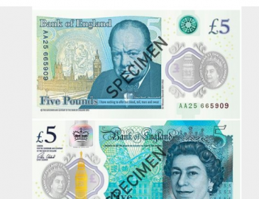 В Англии показали первую пластиковую банкноту